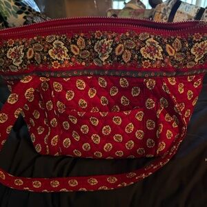 SOLD Vera Bradley Red Leaf Tote Bag Vintage Boho Quilted Cotton  SOLD